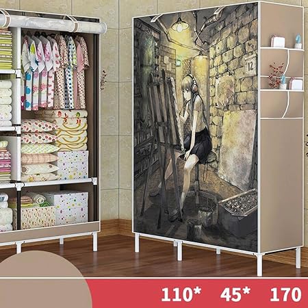 Canvas Wardrobe Fhk Wardrobe Simple Cloth Wardrobe Steel Frame