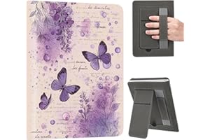 AdorableWhimsy for Kindle Paperwhite 12th Generation Case 7 Inch 2024 Release Vintage Purple Butterfly Aesthetic Folio Cover 
