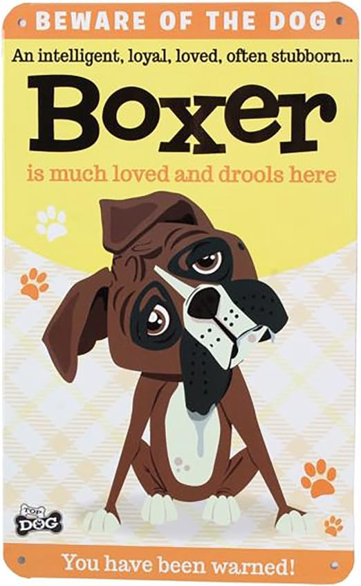 Wall Sign Chien Boxer Fun Dessin Animé Plaque En Métal