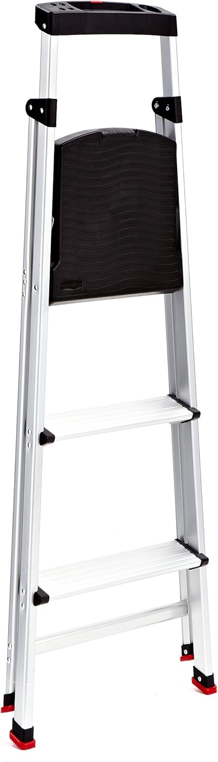 Rubbermaid RMA-3 3 Light Weight Aluminum Step Stool with Project Top, Silver - - 