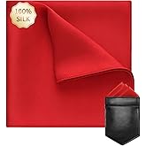 VICHERIA Pocket Squares for Men 19 Momme Mulberry 100% Silk with Leather Holder 10x10 Inch Luxury Handkerchief for men's Suit