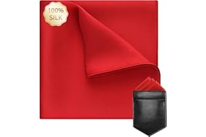 VICHERIA Pocket Squares for Men 19 Momme Mulberry 100% Silk with Leather Holder 10x10 Inch Luxury Handkerchief for men's Suit