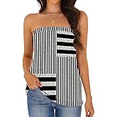Womens Tube Tops Summer Casual Backless Strapless Tank Blouse Off The Shoulder Tunic Shirts