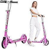 Scooters for Kids 8-12, Teens & Adults - Lightweight, Foldable, 8-Inch Big Wheels, Hand Brake & Bell, 4 Adjustable Height Levels, 240 lbs Max Load, Perfect for School, Campus and Park Rides
