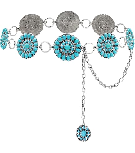 Turquoise Concho Chain Belt with Lobster Claw Closure Ariat Women main image 2
