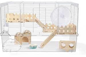 BUCATSTATE Hamster Cage Includes 8 in 1 Accessories, 3-Level Hamster Rat Cage and Habitats for Gerbil, Mice, Syrian Dwarf Hamster (24.4" L x 13.8" W x 16.9" H)