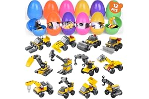 FUN LITTLE TOYS 12PCS Building Blocks Easter Eggs for Easter Egg Hunt Easter Basket Stuffers for Kids