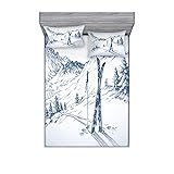 Ambesonne Winter Fitted Sheet & Pillow Sham
