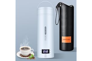 QRAGJBM Travel Electric Kettle Portable Small Mini Tea Coffee Kettle Water Boiler, Water Heater with 4 Temperature Control,304 Stainless Steel with Auto Shut-Off & Boil Dry Protection, BPA-Free (Blue)