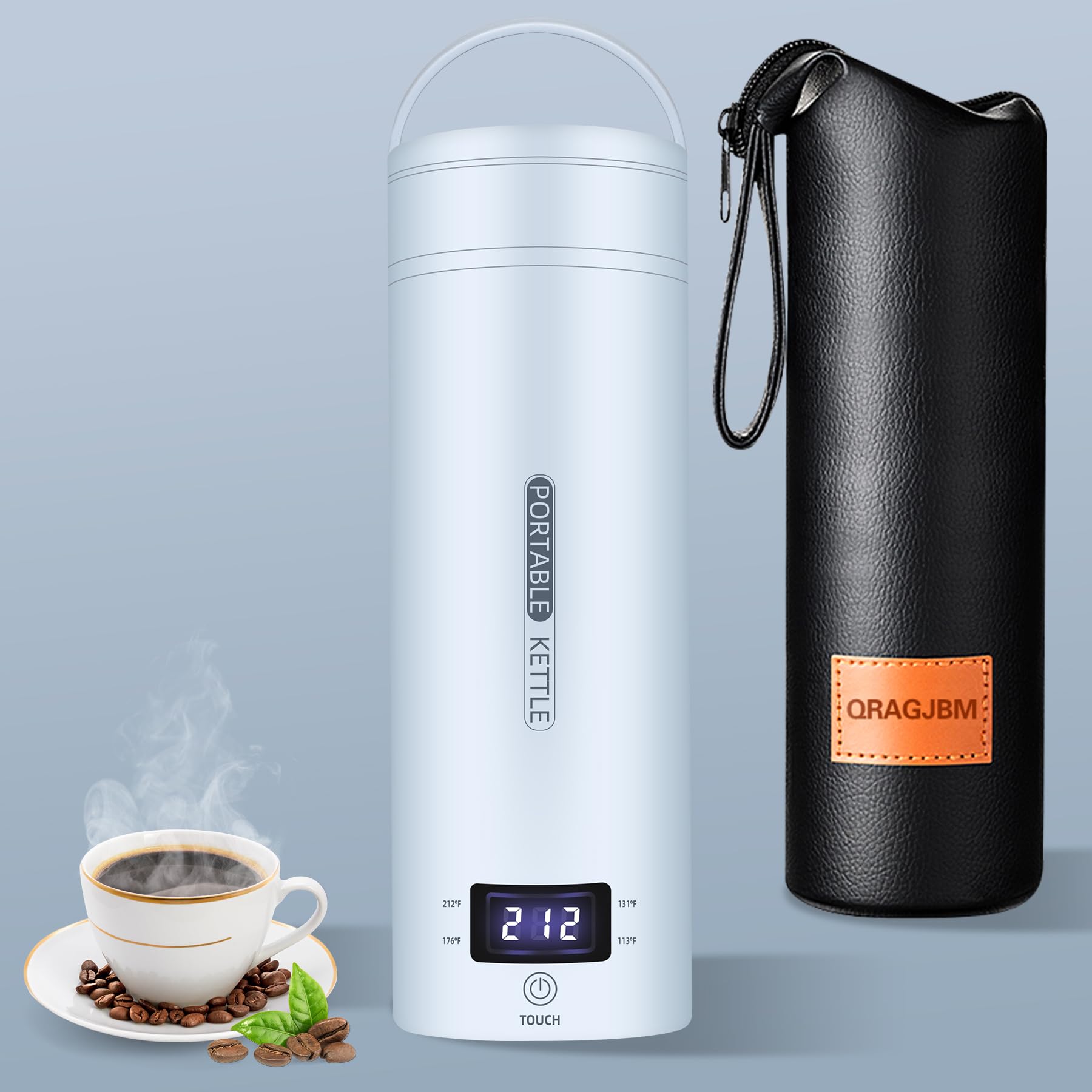 Photo 1 of Travel Electric Kettle Portable Small Mini Tea Coffee Kettle Water Boiler, Water Heater with 4 Temperature Control,304 Stainless Steel with Auto Shut-Off & Boil Dry Protection, BPA-Free (Blue)
