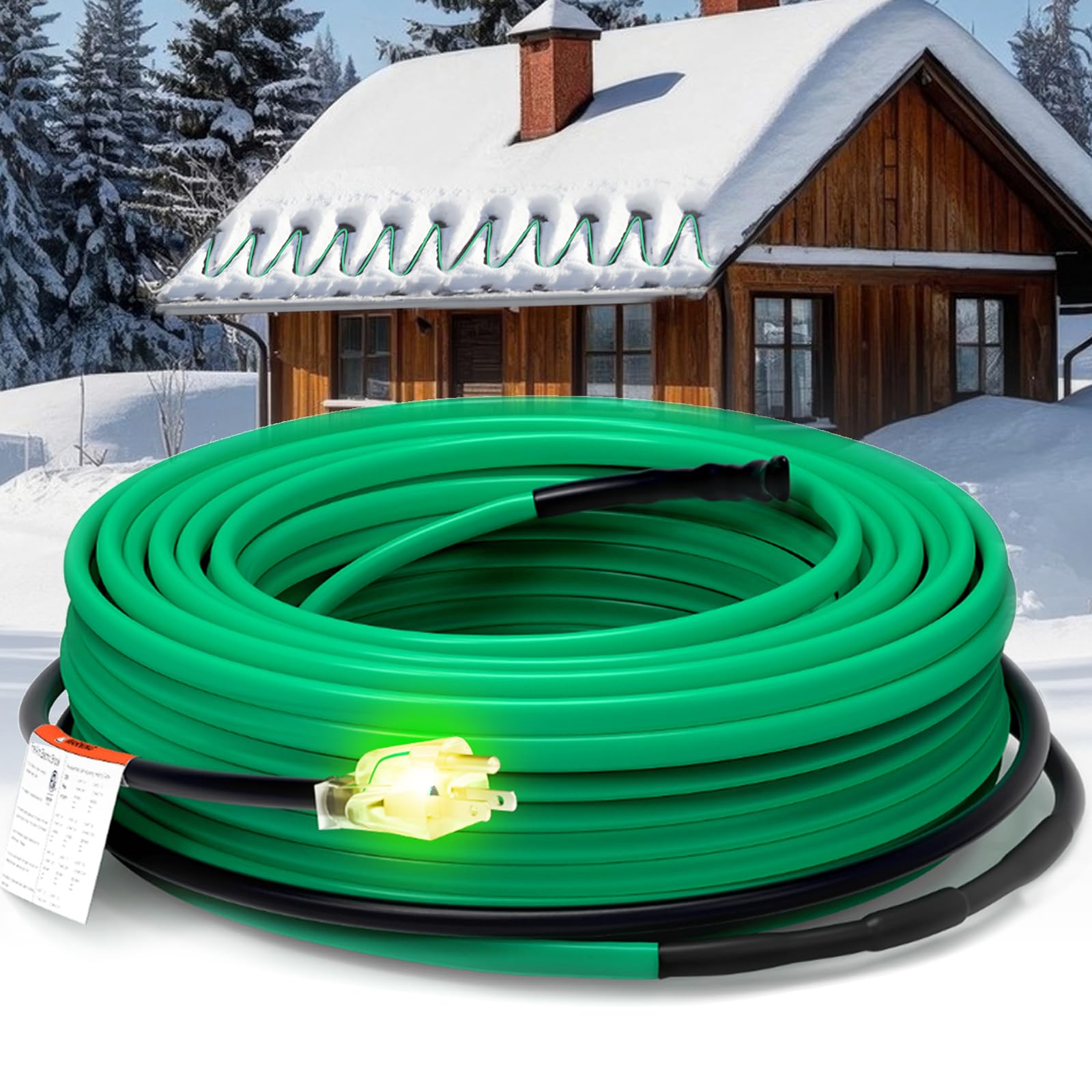 HEATIT Self Regulating Heating Cable Roof Deicing and Pipe freeze Protection Pipe Heat Cable for Metal And Plastic Pipes ETL Certified 120V 90FT Image