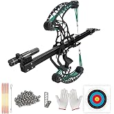 Xguis Compound Slingshot that Shoots Steel Balls, Both Handed Ball Bearing Compound Bow Set for Adults, Professional Slingshot with Continuous Shooting for Outdoor (Green)