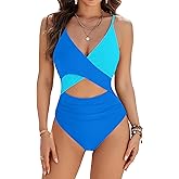 Blooming Jelly Womens One Piece Swimsuit Sexy Tummy Control Bathing Suit Cute Color Block Cheeky Ladies Monokini Swimwear