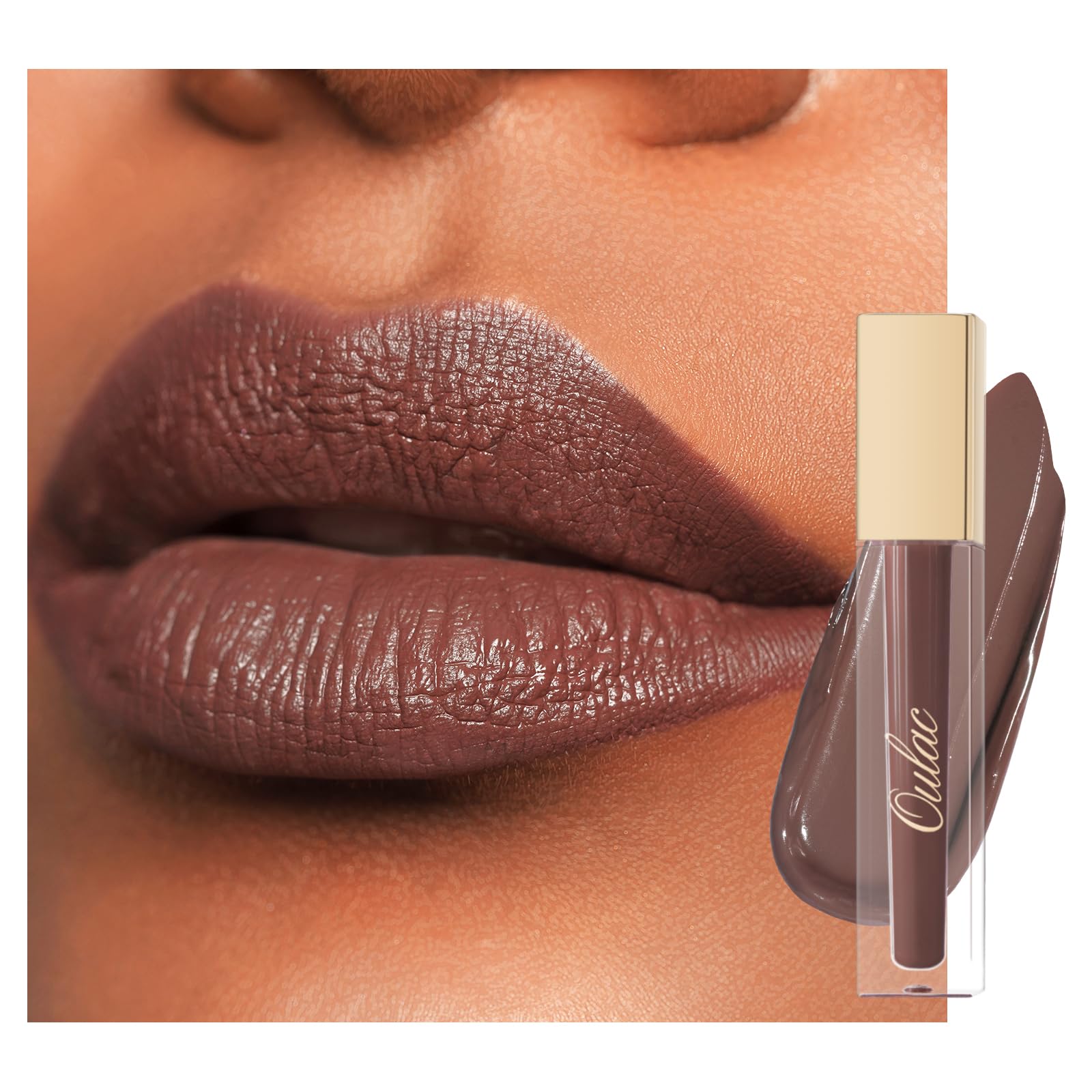 Oulac Brown Matte Liquid Lipstick for Women, Long Lasting Lipstick Waterproof Lip Stain, No Transfer, Creamy High Pigmented Formula with Rose Oil, Vegan & Cruelty-Free, Rose Pink M27 — image 1