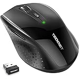 TeckNet Alpha Ergonomic 2.4G Wireless Optical Mobile Mouse with USB Nano Receiver for Laptop,PC,Chromebook,Macbook,Computer,6 Buttons,30 Months Battery Life, 5 DPI Adjustment Levels