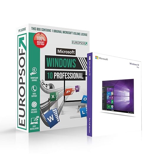 Microsoft® Windows 10 Professional (PRO) DVD mit original Lizenz. Europsoft Box. Papiere & Zertifikate. Alle Sprachen 32 & 64