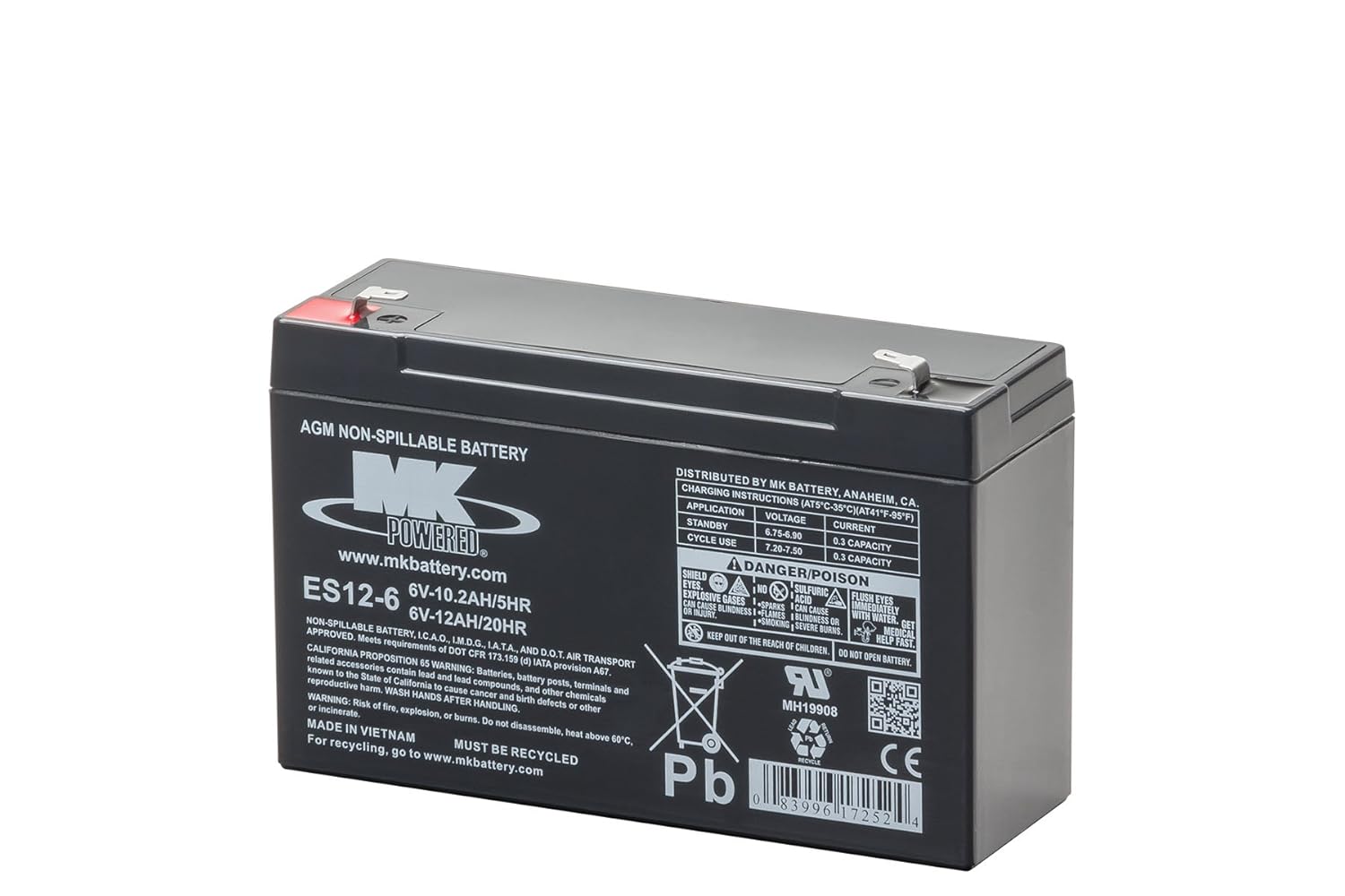 MK Battery ES20-12C 12V 20AH Sealed Lead Acid Battery Maintenance-Free