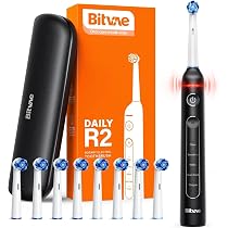 Amazon.com: Bitvae R2 旋轉電動牙刷成人8 個刷頭旅行箱5 種模式可充電 ...