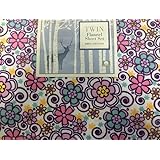 DivatexFlannel Twin Sheet Set Peaceful Purple Pink Flowers