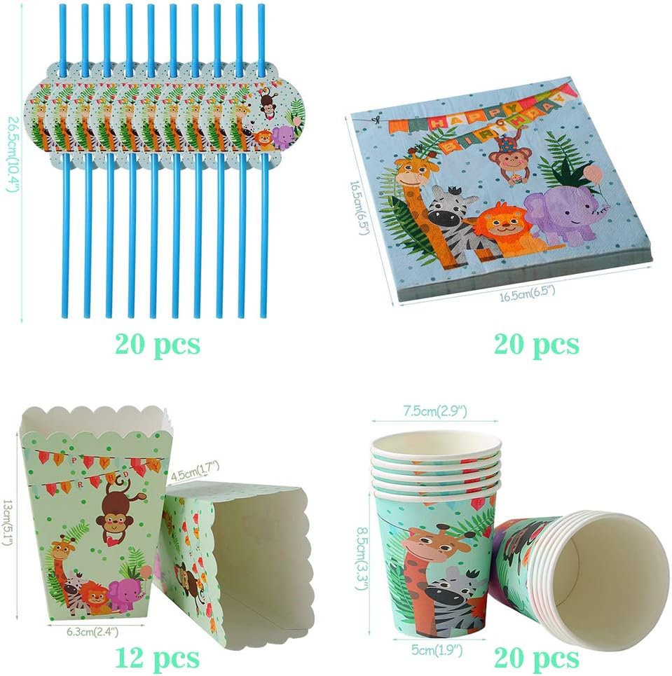 Amazon Formemory 175点セット パーティー用使い捨て食器セット 紙皿 紙コップ 誕生日 飾り付け ガーランド 可愛い 動物 人 バーベキュー お花見 キャンプ パーティーグッズ おもちゃ