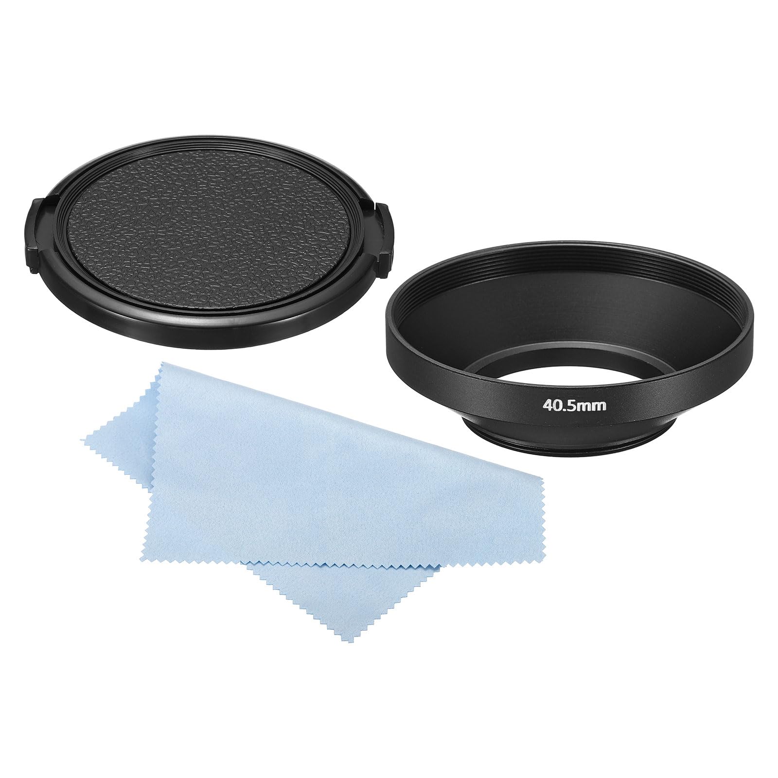 PATIKIL 40.5mm Lens Hood, Wide Angle Matte Surface Anti-reflective Inside Hood with Cap and Cleaning Cloth for Camera Lens, Black for Nikon, for Fujifilm, for Pentax, for Leica