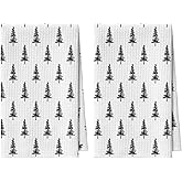 Artoid Mode Beige Xmas Tree Christmas Kitchen Towels, 18x26 Inch Quick Dry Microfiber Cloth Dish Towels for Kitchen Drying Set of 2