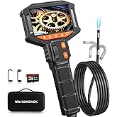 Two-Way Articulating Borescope Camera with Light: Industrial Endoscope Inspection Snake Camera - Flexible Bore Scope Cam with 0.33in Articulated Probe for Mechanic Automotive Engine Wall - 5.5FT