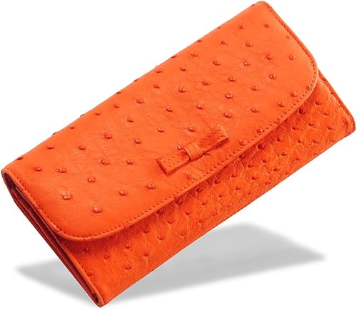 Amazon 三京商会 オーストリッチ レザー 財布 レディース 長財布 本革 リボンデザイン オレンジ 財布