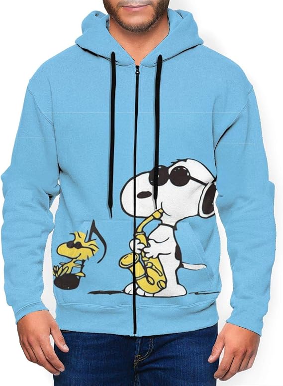 Cartoon Snoopy Hoodie Unisex FullZip Langarm Jacke Bedruckt Leichter