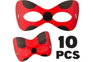 MIGHTY MOJO Miraculous Ladybug Mask Set for Dress Up, Pretend Play, Birthday Parties – Set Includes 10 Masks - Celebration, Birthday Party, Toddlers - Cat Noir - Party Supplies - Officially Licensed