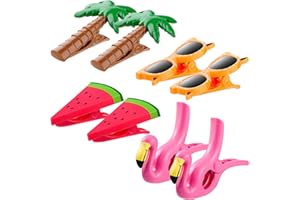 Romooa 8 Pcs Beach Towel Clips for Beach Chairs Jumbo Size Towel Clips Beach Towel Holder Clothes Pins for Lounge Chair, Cruise Clothes Lines, Patio and Holiday Pool(Flamingo Style)