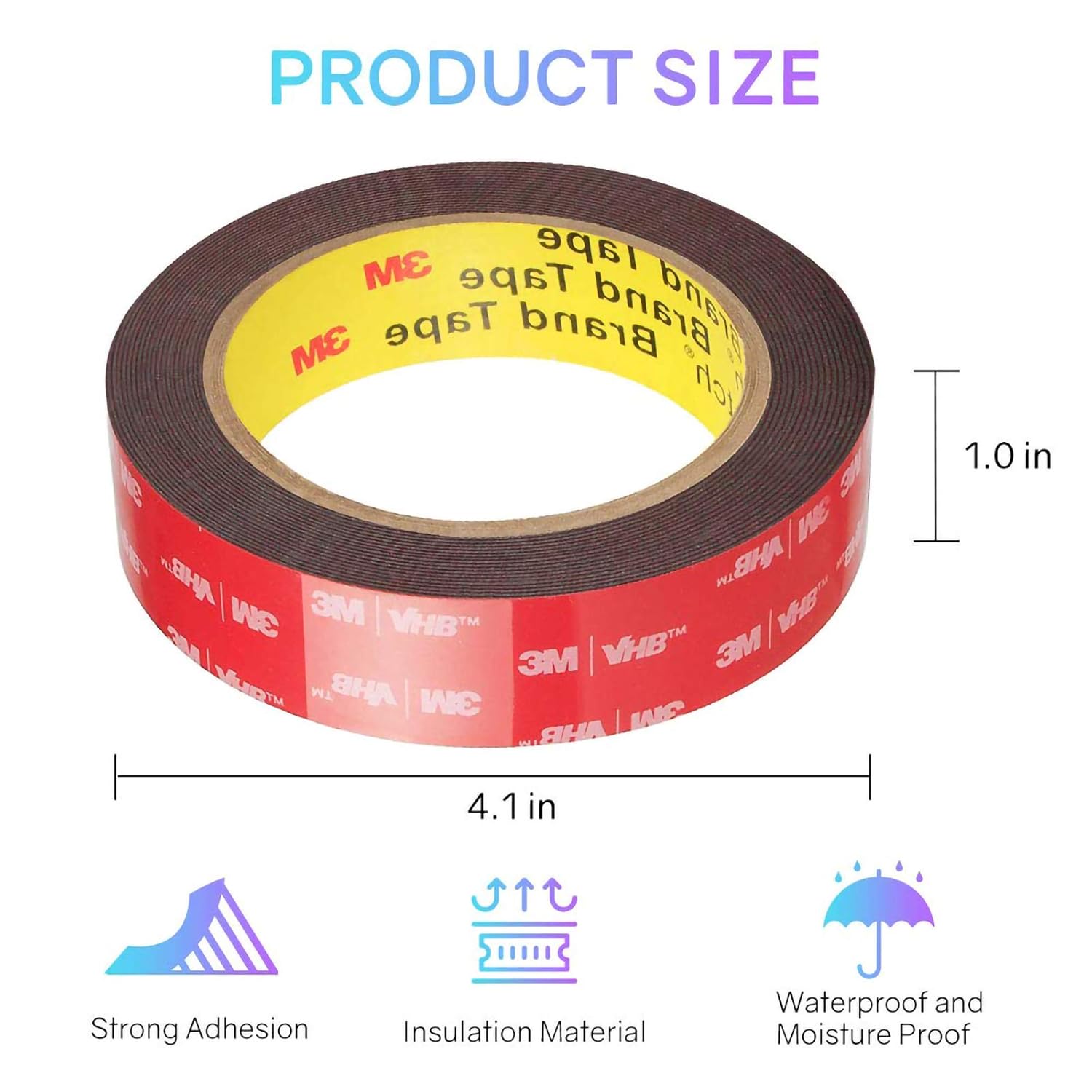 Double Sided Tape, HitLights 3M VHB Mounting Tape Heavy Duty, Waterproof Foam Tape, 16FT Length, 0.94 Inch Width for Car, LED Strip Lights, Home Decor, Office Decor: Industrial & Scientific