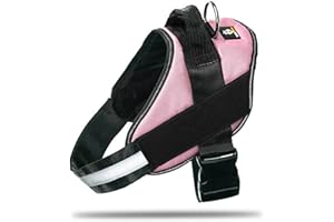 DOGGYKINGDOM Non Pull Dog Harness with Patch Panels and Handle, Adjustable, Reflective, No Choke, Heavy Duty Easy On Service Dog Vest Harnesses for Medium Large Small Sized Dogs - Pink, M