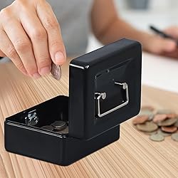 KYODOLED Cash Box with Key,Small Safe Lock Box with