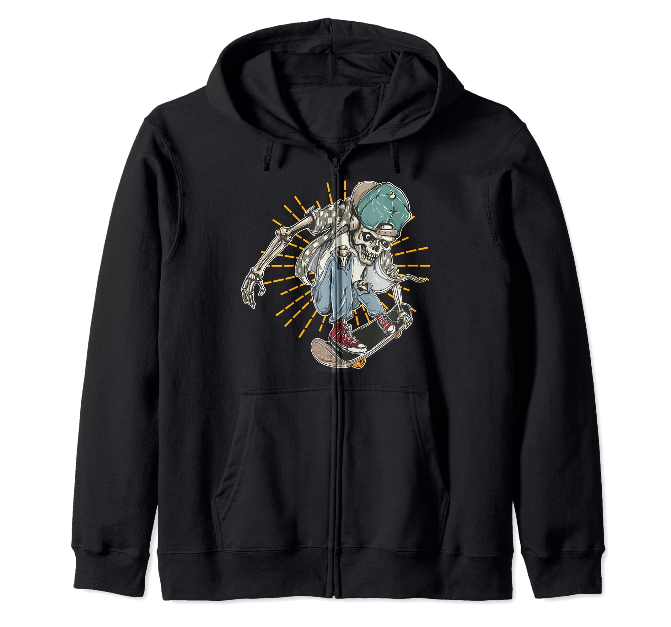 Skull And Bones Vintage Skate Skateboard Zip Hoodie