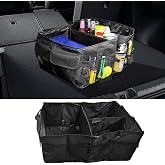 KPFILEH Car Trunk Organizer with Multi-Compartment, Waterproof Oxford Cloth Foldable Cargo Storage Box, Portable Auto Organization for Cars SUVs Trucks (Black)