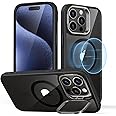 ESR for iPhone 15 Pro Max Case, Compatible with MagSafe, Military-Grade Protective Case, Built-in Stash Stand Phone Case, Scratch-Resistant Back Cover, Classic Series,Clear Black