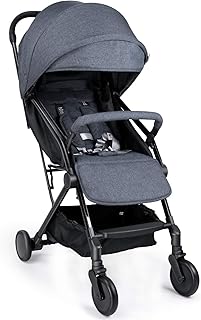 Meinkind Baby Kinderwagen Buggy, Kinderbuggy vom Geburt bis 22kg Leichter Kinderwagen mit Einhand Klappbar, Liegebuggy, Sportwagen mit Fußbremse und Einkaufskorb, Stoßfest und Sicher, Grau