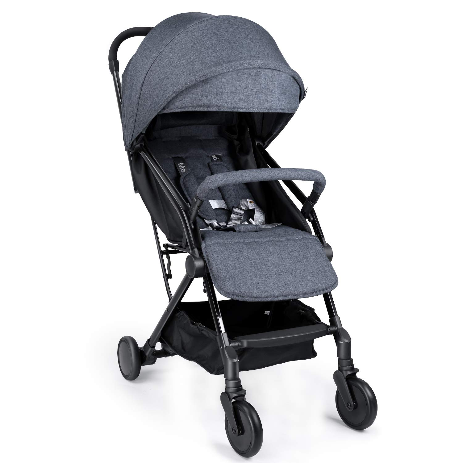 Meinkind Baby Kinderwagen Buggy, Kinderbuggy vom Geburt bis 22kg Leichter Kinderwagen mit Einhand Klappbar, Liegebuggy, Sportwagen mit Fußbremse und Einkaufskorb, Stoßfest und Sicher, Grau