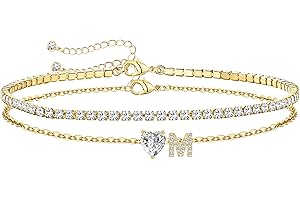 ABDOT Gold Initial Ankle Bracelets for Women Waterproof 14K Gold Filled Layered Anklets for Women Non Tarnish Women's Anklets