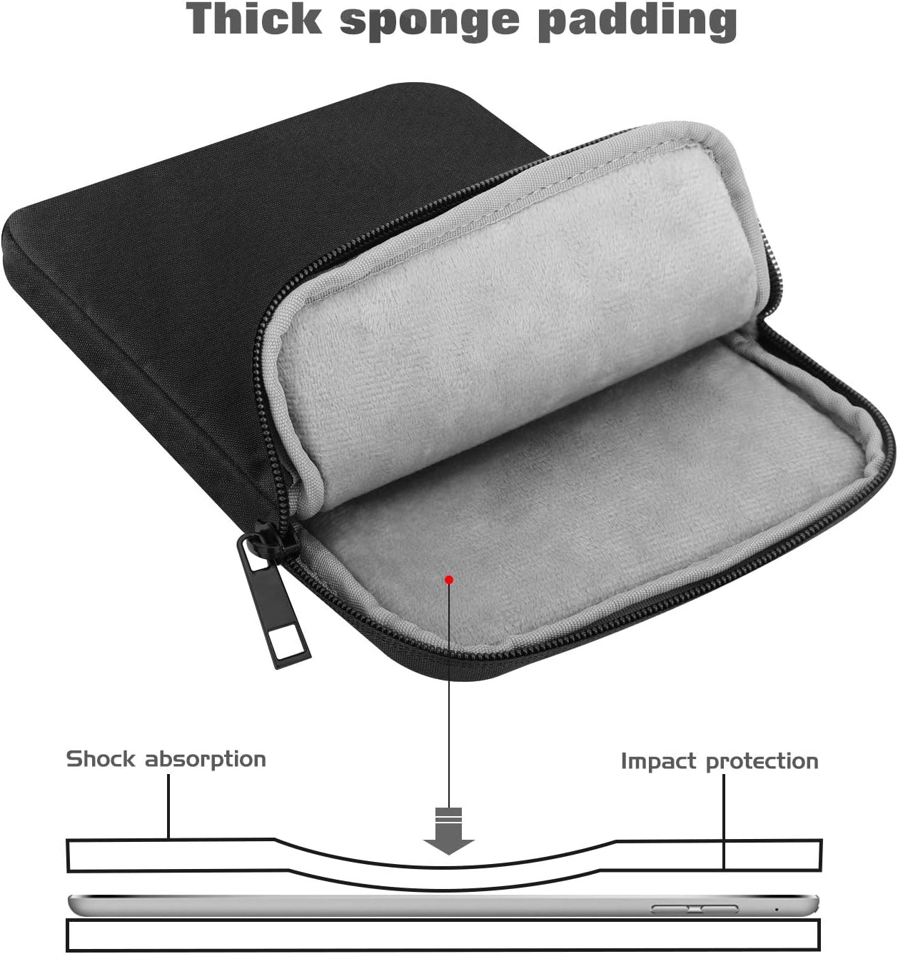 MoKo 7-8 Inch Tablet Sleeve Bag, Polyester Pouch Cover Case Fits iPad Mini (6th Gen) 8.3" 2021, iPad Mini 5/4/3/2/1 - Image 5
