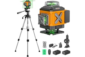 Alloyman Laser Level 4 X 360°Self Leveling with Tripod, 16 Line Lazer Level, 4D Vertical & Horizontal Line, Green Laser Leveler Tool for Construction, Picture Hanging, Floor Tile, Ceiling Installation