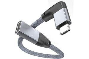 Right Angle USB C Extension Cable 0.6FT/6 inch, USB C Cable Extender 100W, 90 Degree USBC 3.2 20Gbps Male to Female Extension