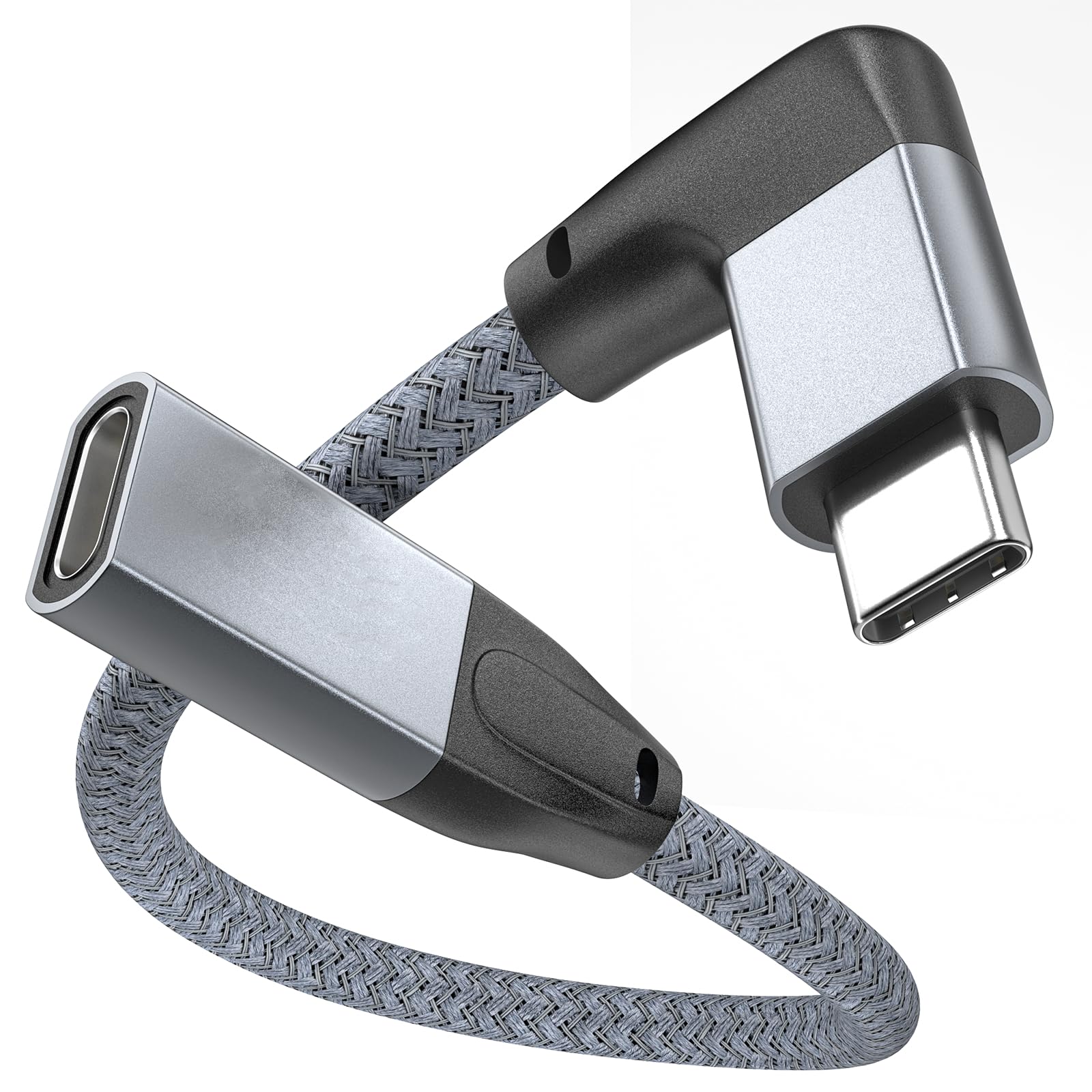 UseBean Right Angle USB C Extension Cable 0.2m, 90 Degree Type C 3.2 Gen2 20Gbps Male to Female 4K Video Extender Short Cord, L-Shape Lead for iPhone 16 15, MacBook iPad Pro/Air/Mini, Galaxy S25 S24