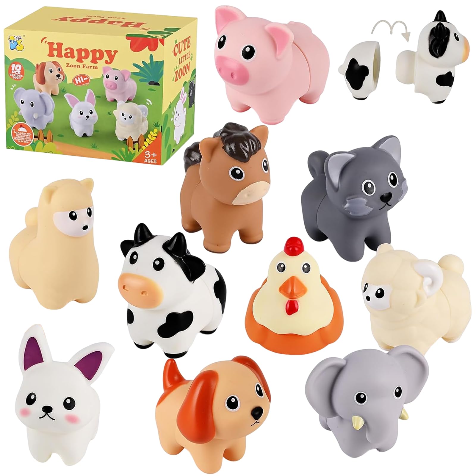 OFKPO Learning Toy 10pcs Farm Animal Matching Toy for Over 14 Year Olds, Montessori Color Sorting Game