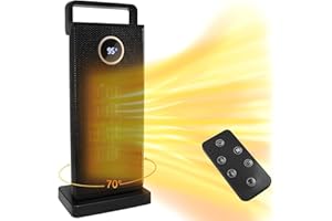 JCHOPE Space Heater, 1500W Portable Electric Space Heaters indoor with Thermostat, LED Display, 70° Oscillation, 12H Timer, PTC Fast Heating Ceramic Heater, Safety Protection, Remote for Office Bedroom Home