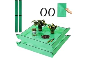 POROLIR Repotting Mat for Indoor Plants Potting Tray Foldable Waterproof Gardening Succulents Transplanting and Mess Control, Portable Potting Tray, Gifts for Women Green 2-Pack (26.8" x 26.8")