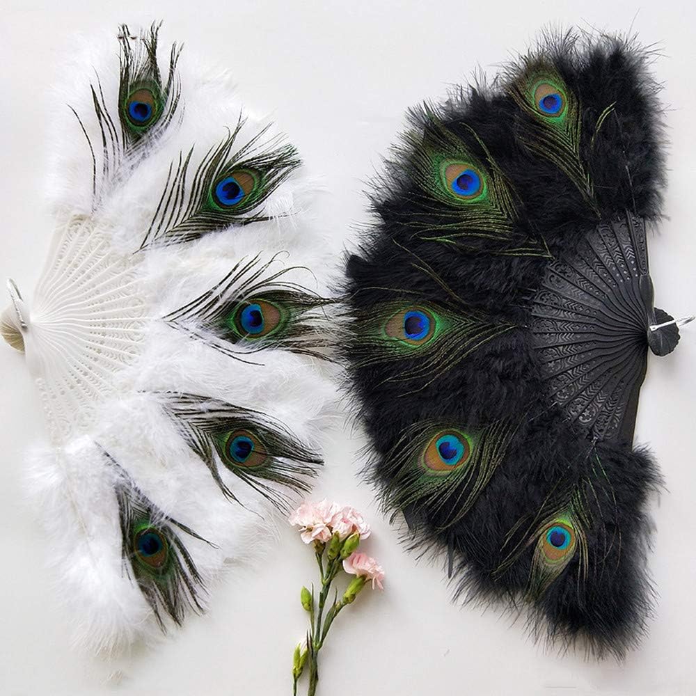 Amazon Co Jp 扇子 孔雀の羽 舞姫 羽根うちわ くじゃくの羽 公演うちわ 孔雀の羽うちわ 扇子の舞台演出うちわ チャイナドレスのうちわ 孔雀のうちわ ブラック ホーム キッチン