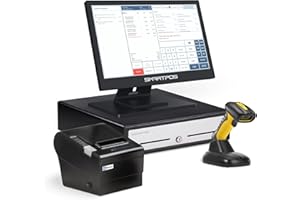 PETROSOFT All-in-One SmartPOS NX Professional Cash Register for Small Business – WiFi POS System with Touch Screen, Customer-Facing VFD Display, Cash Drawer, Wireless Barcode Scanner, Thermal Receipt Printer