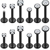 Xnsjeyy 16G Internal Thread Flat Back Earrings Nose Studs 316L Surgical Steel Medusa Labret Monroe Lip Ring Tragus Forward Helix Conch Cartilage Lobe Earrings Stud Piercing Jewelry For Women Men